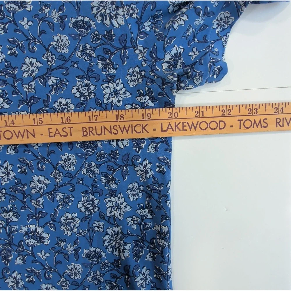 Polo Ralph Lauren Women's Medium Floral Print Polo Shirt Blue Golf Pickleball M